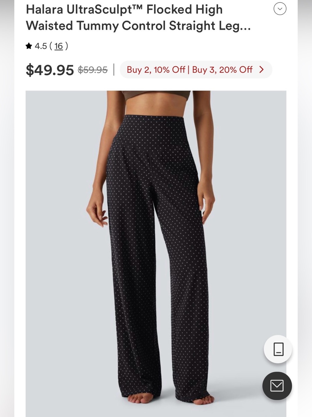 HALARA Black Wide-Leg Polka Dot Pants